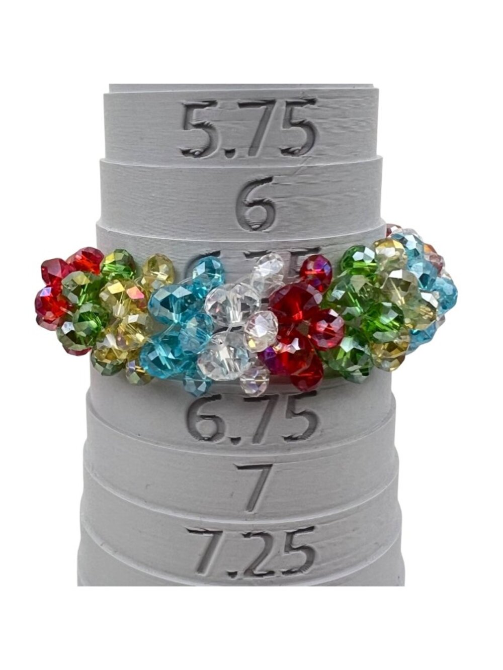 Multicolor Crystal Cluster Bracelet Magnetic Clasp Rainbow Beaded Statement 6.75 - Picture 3 of 10